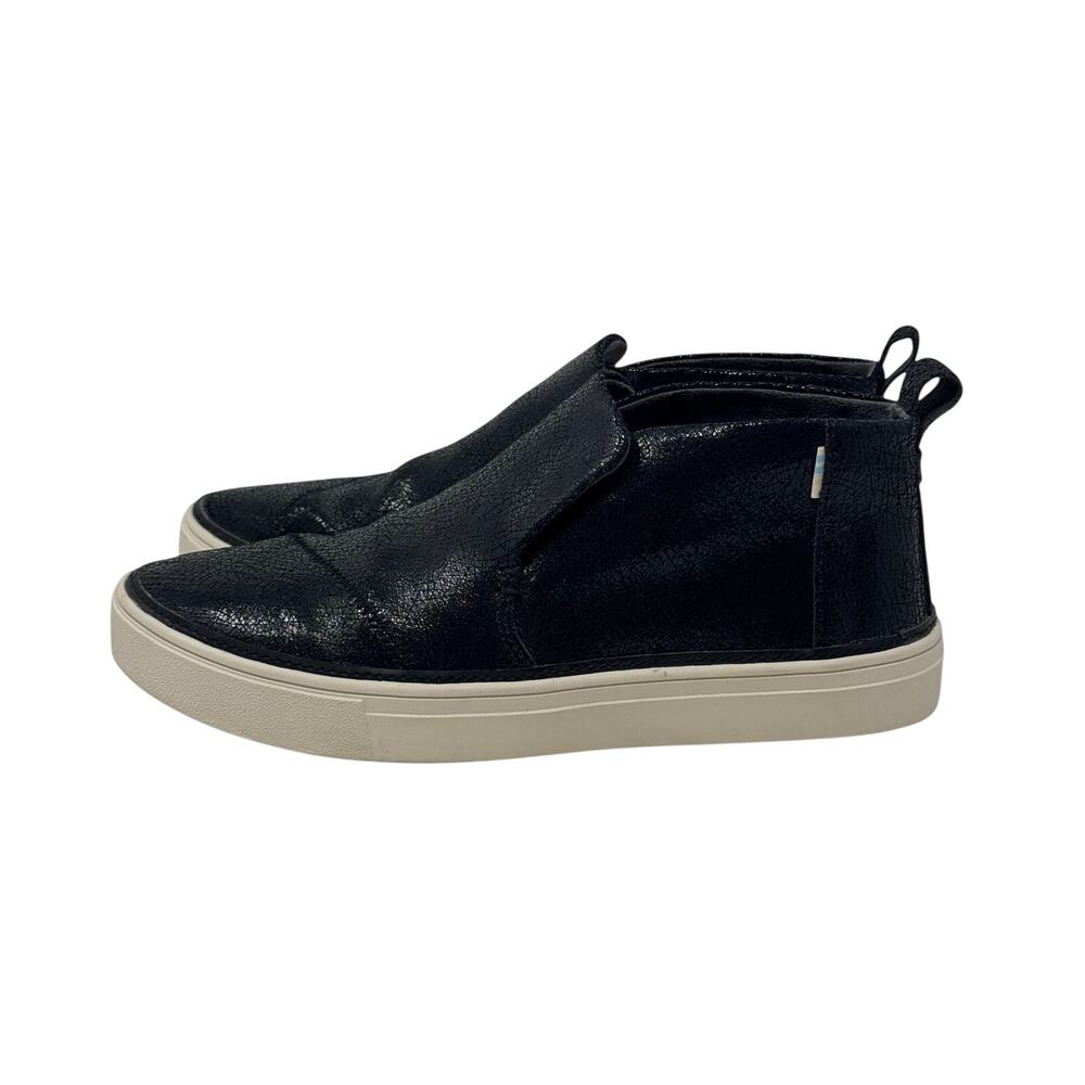 Toms Women's Paxton Black Metallic Suede Slip On Ankle Boot Size 8.5